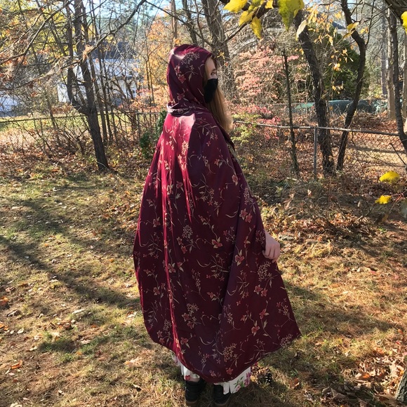 Vintage Jackets & Blazers - Vintage Handmade S/M/L Floral Hooded Cape